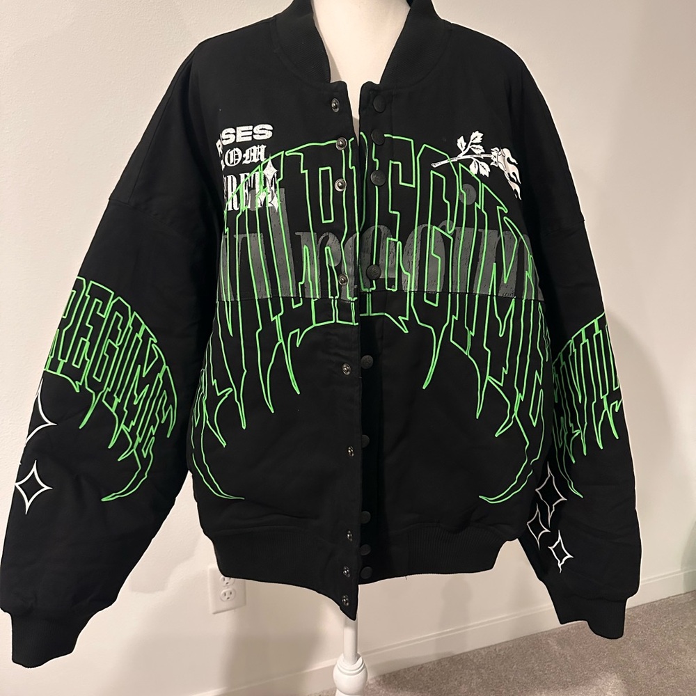 Civil Regime Black Varsity Jacket Roses from Concrete 3XL NWT